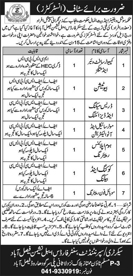 Punjab New Jobs in Social Welfare and Bait ul Mal Department 2024 