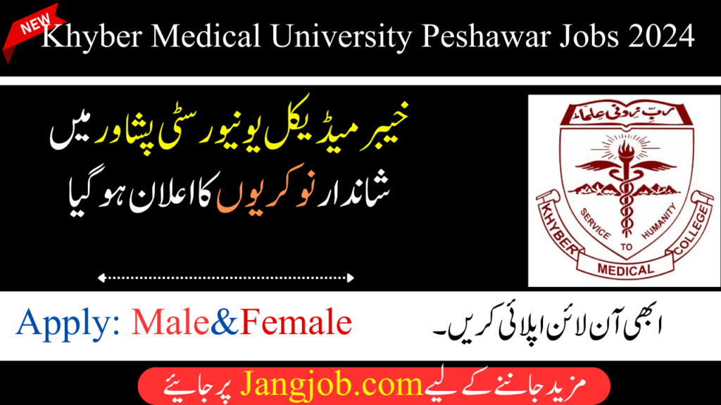 Jobs In Khyber Medical University Peshawar In 2024 - Online Apply for KMU Peshawar jobs In 2024